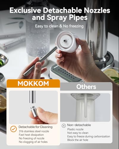 MOKKOM Sparkling Water Maker, Soda Maker with 1L PET Carbonating Bottle, Soda Streaming Machine and Beverage Carbonator, Compatible with 60L CO2 Carbonator (NOT Included) - Stainless Steel - Image 4