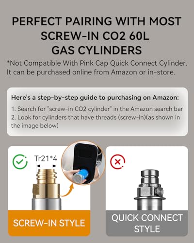 MOKKOM Sparkling Water Maker, Soda Maker with 1L PET Carbonating Bottle, Soda Streaming Machine and Beverage Carbonator, Compatible with 60L CO2 Carbonator (NOT Included) - Stainless Steel - Image 3
