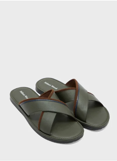 Robert Wood Webbing Detail Cross Strap Sandals