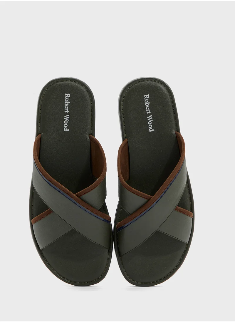 Robert Wood Webbing Detail Cross Strap Sandals
