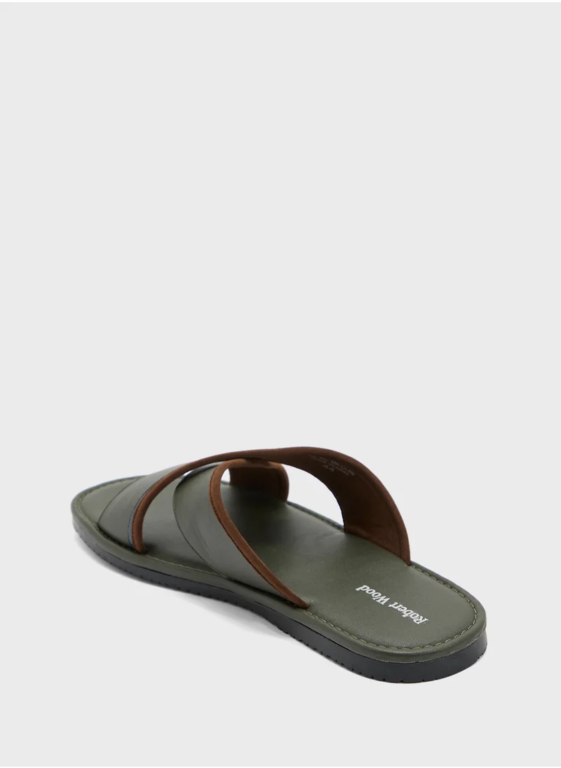 Robert Wood Webbing Detail Cross Strap Sandals