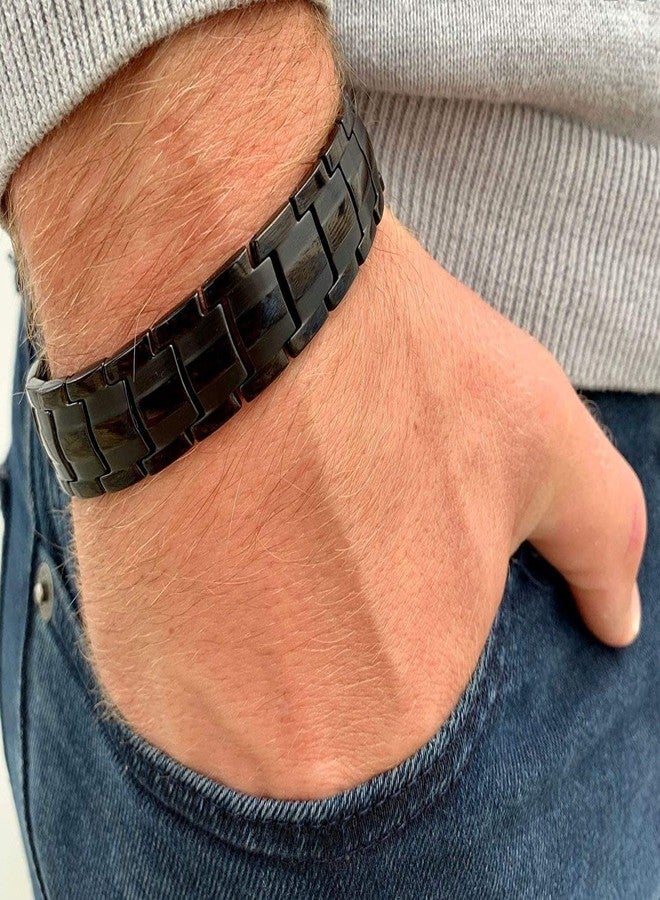 EDMIRIA Magnetic Bracelet for Men & Women Effective Stainless Steel Magnetic Bracelets for Adjustable Bracelet Length with Sizing Tool for Perfect Fit Waterproof Wellness Accessory (Black) - Image 3