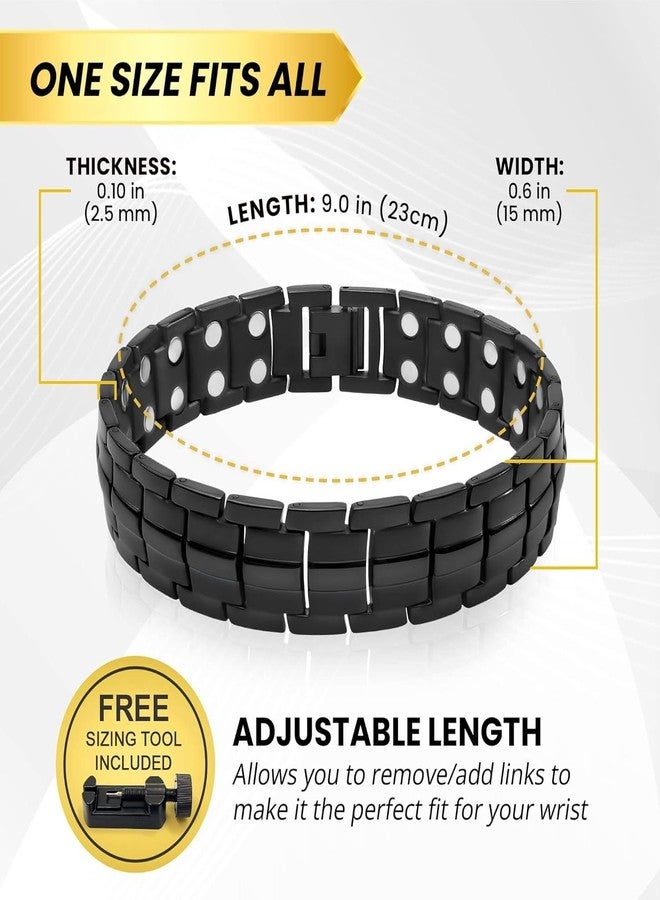 EDMIRIA Magnetic Bracelet for Men & Women Effective Stainless Steel Magnetic Bracelets for Adjustable Bracelet Length with Sizing Tool for Perfect Fit Waterproof Wellness Accessory (Black) - Image 4