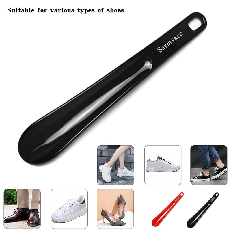 Sarmyarc Shoe Horn,2 Pack Plastic Shoe Horns, 10.3 Inches - Shoe Horns for Men, Women,Seniors& Kids Portable for Travel Use (Red/Black) - Image 2
