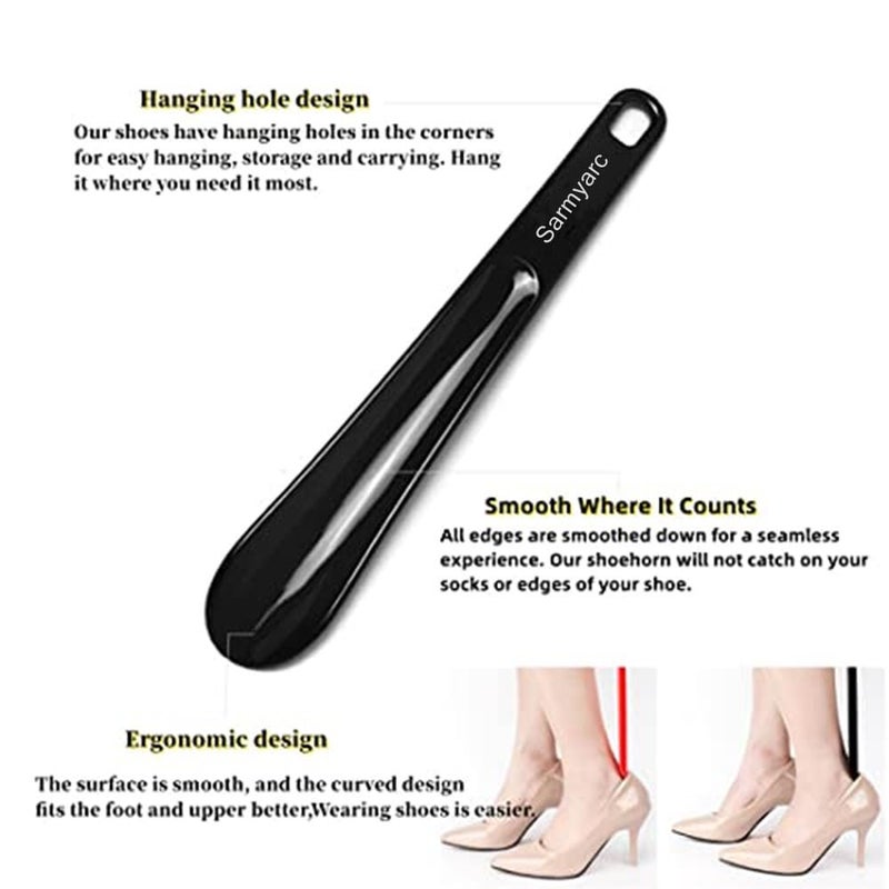 Sarmyarc Shoe Horn,2 Pack Plastic Shoe Horns, 10.3 Inches - Shoe Horns for Men, Women,Seniors& Kids Portable for Travel Use (Red/Black) - Image 3