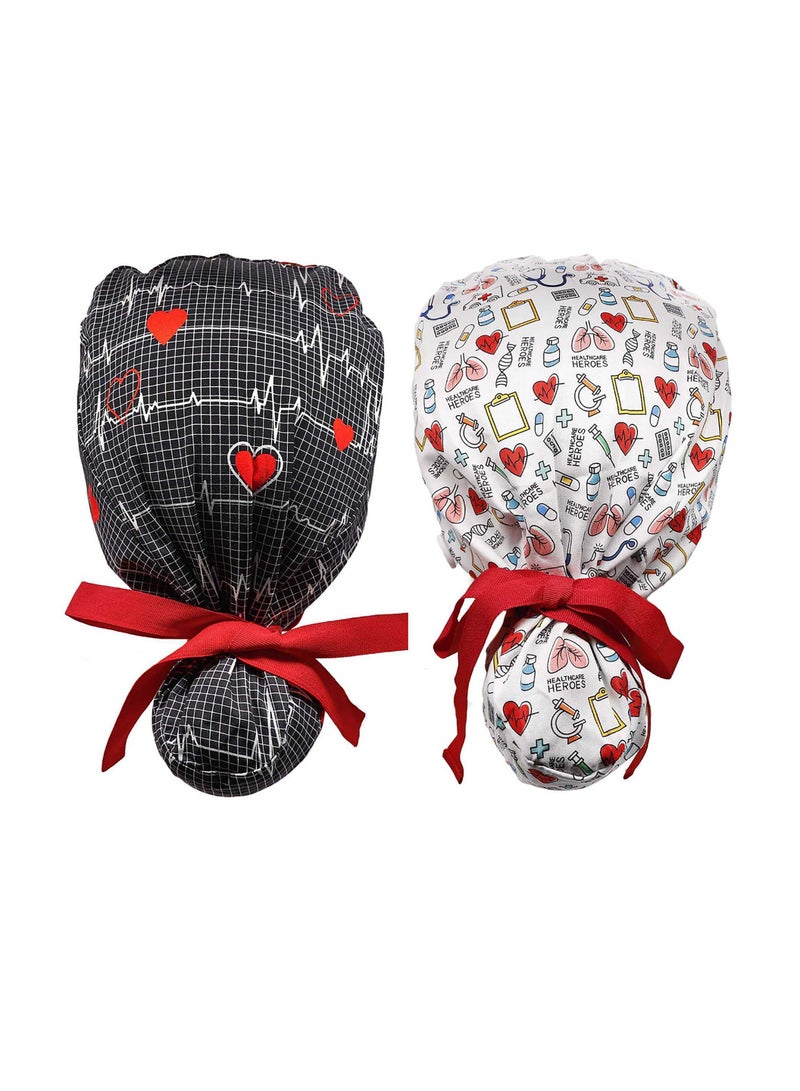 KASTWAVE Working Cap, Adjustable Cotton Working Hats, Sweatband Cotton Ponytail Holder, with Buttons and Sweatband, Long Hair Head Covers Shower Caps, Tie Back Hats for Women & Men, One Size - Image 2