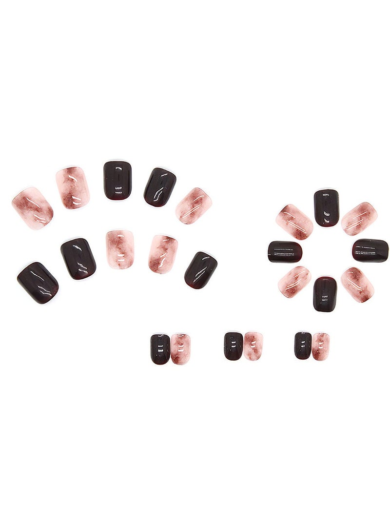 24 Pcs Fake Nail Tip Set Nail Art Design for Salons and DIY with 72 Pcs Nail Adhesive Glue Tapes - Image 3