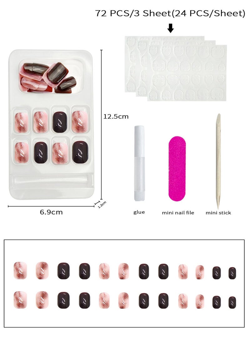 24 Pcs Fake Nail Tip Set Nail Art Design for Salons and DIY with 72 Pcs Nail Adhesive Glue Tapes - Image 5