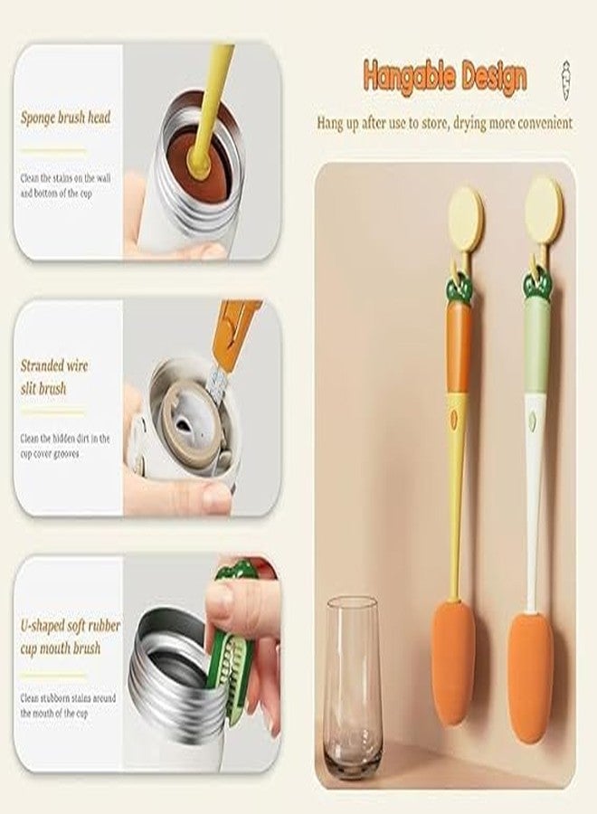 ZINZA 3 in 1 Multi Bottle Cleaning Brush - Cleaning Brush in Carrot Shape, Silicone Cup Lid Brush, Home Cleaning Gadgets, Gap Cleaning Brush for Water Bottles, Tumblers, Cups - Image 3