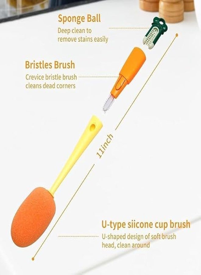ZINZA 3 in 1 Multi Bottle Cleaning Brush - Cleaning Brush in Carrot Shape, Silicone Cup Lid Brush, Home Cleaning Gadgets, Gap Cleaning Brush for Water Bottles, Tumblers, Cups - Image 5
