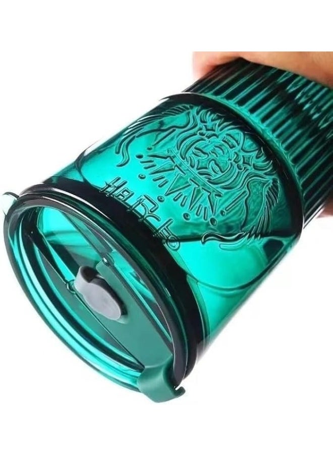 Generic - Glass Cup for Hot and Cold Drinks with Lid and Straw 600ml-Green - Image 1