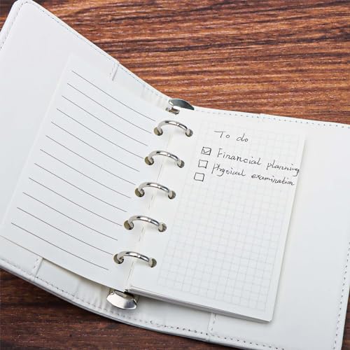 Mogoostry A8 5-Hole Punched Refill Paper, 3 Pack A8 Size Mini Binder Filler Paper, Lined Grid Blank Paper Planner Refills Loose Leaf Paper Inserts, 40 Sheets Per Pack, Total 120 Sheets - Image 4