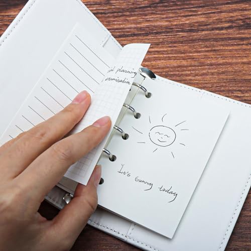 Mogoostry A8 5-Hole Punched Refill Paper, 3 Pack A8 Size Mini Binder Filler Paper, Lined Grid Blank Paper Planner Refills Loose Leaf Paper Inserts, 40 Sheets Per Pack, Total 120 Sheets - Image 5