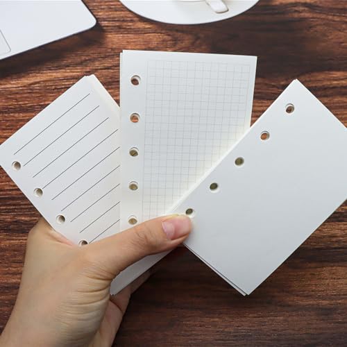 Mogoostry A8 5-Hole Punched Refill Paper, 3 Pack A8 Size Mini Binder Filler Paper, Lined Grid Blank Paper Planner Refills Loose Leaf Paper Inserts, 40 Sheets Per Pack, Total 120 Sheets - Image 2