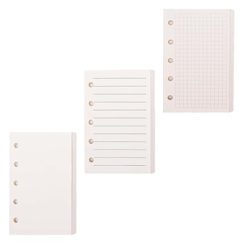 Mogoostry A8 5-Hole Punched Refill Paper, 3 Pack A8 Size Mini Binder Filler Paper, Lined Grid Blank Paper Planner Refills Loose Leaf Paper Inserts, 40 Sheets Per Pack, Total 120 Sheets - Image 1