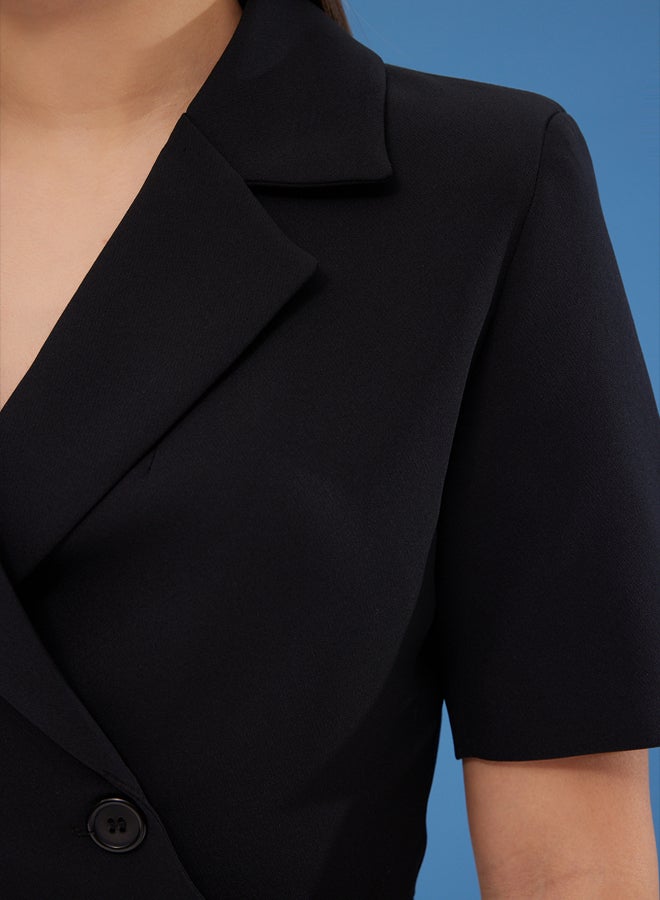 trendyol Black Double Breasted Crop Woven Blazer Jacket - Image 4