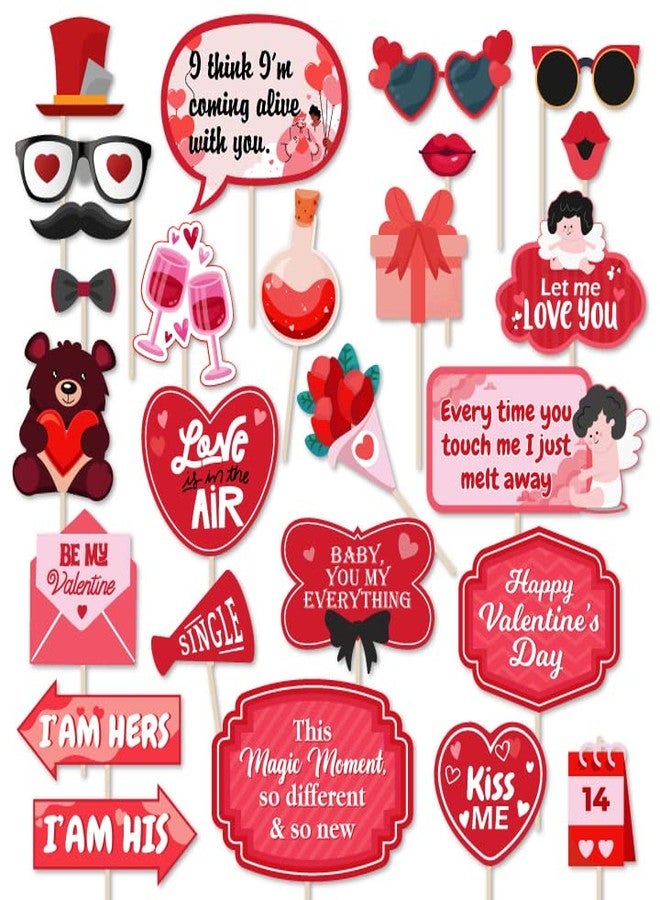 Festiko® 26 Pcs Happy Valentine's Day Photobooth Props, Valentine's Decorations, Happy Valentine's Day, Valentine Props - Image 1