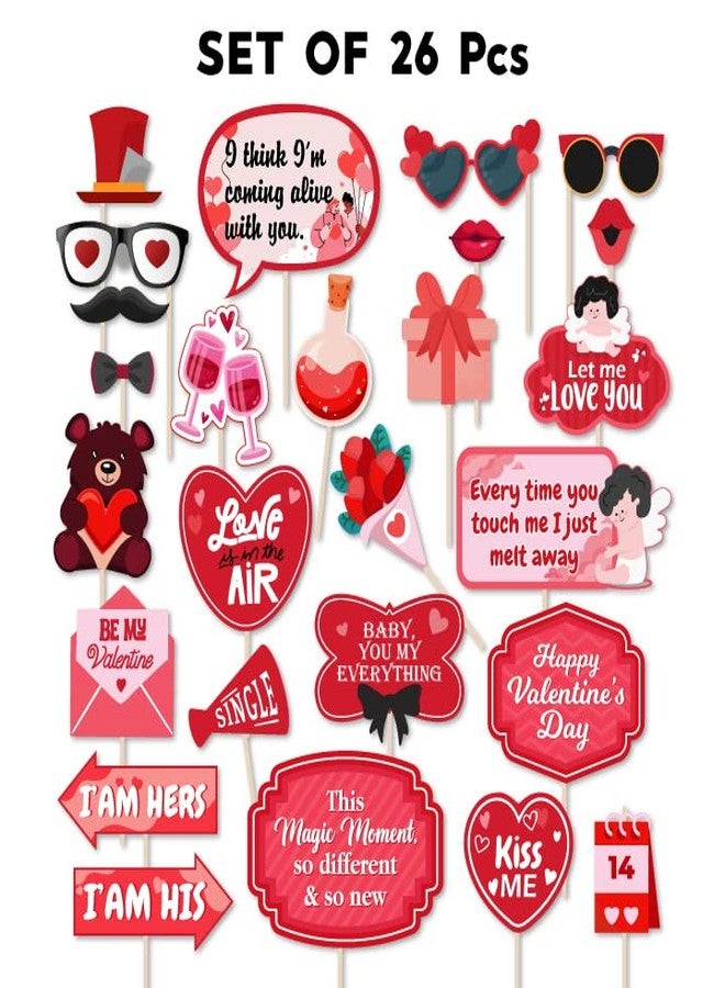 Festiko® 26 Pcs Happy Valentine's Day Photobooth Props, Valentine's Decorations, Happy Valentine's Day, Valentine Props - Image 2