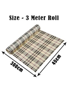 Kuber Industries Kuber Industries Shelf Liner | Kitchen Cabinet Shelf Protector | Kitchen Liners for Cabinets and Drawers | Drawer Liner Mat | Check-Design Shelf Liner Cabinet Mat | 3 MTR | Cream  - Image 3
