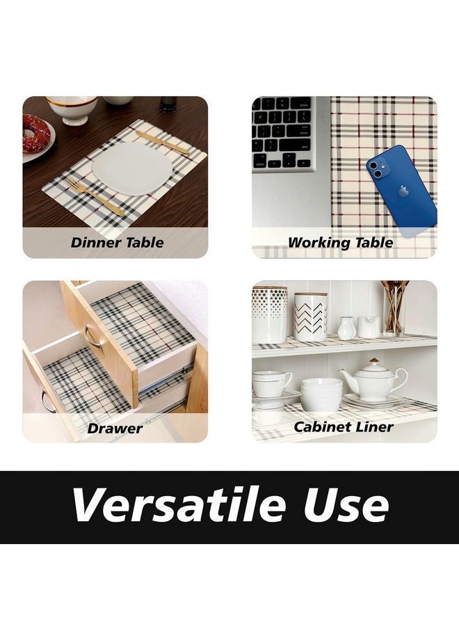Kuber Industries - Kuber Industries Shelf Liner | Kitchen Cabinet Shelf Protector | Kitchen Liners for Cabinets and Drawers | Drawer Liner Mat | Check-Design Shelf Liner Cabinet Mat | 3 MTR | Cream - Image 1
