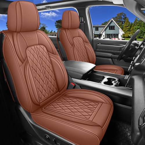 DuDuWang Car Seat Cover Custom Fit for Ford F150 2009-2026 Faux Leather Seat Cover Set Compatible with Regular Cab Super Cab Super Crew Pickup Truck Cushions (Brown, Full Set) - Image 1