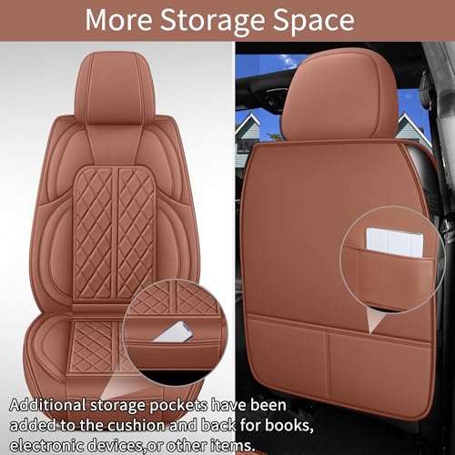 DuDuWang Car Seat Cover Custom Fit for Ford F150 2009-2026 Faux Leather Seat Cover Set Compatible with Regular Cab Super Cab Super Crew Pickup Truck Cushions (Brown, Full Set) - Image 5