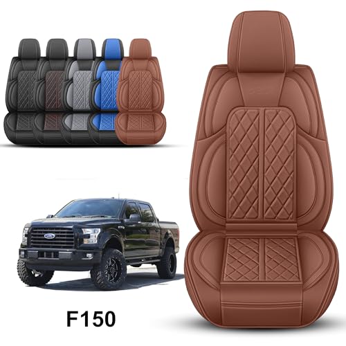 DuDuWang Car Seat Cover Custom Fit for Ford F150 2009-2026 Faux Leather Seat Cover Set Compatible with Regular Cab Super Cab Super Crew Pickup Truck Cushions (Brown, Full Set) - Image 2