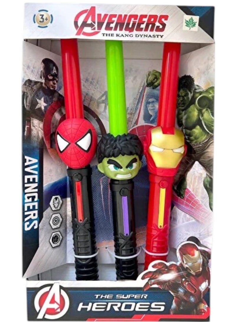Avengers Themed Retractable Light Up Toy Sword Set for Kids - Image 1