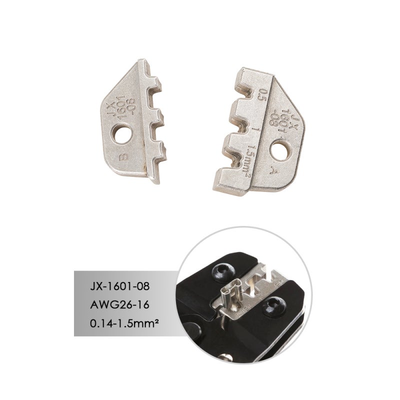 أداة تجعيد الأسلاك كماشة تجعيد الفك JX-1601-08 AWG26-16 0.14-1.5 مم² كماشة تجعيد أطراف الأسلاك فكوك لتثبيت طرف دوبونت كماشة تثبيت طرف قولبة قطع الأسلاك رأس أداة تجعيد الأطراف - Image 2