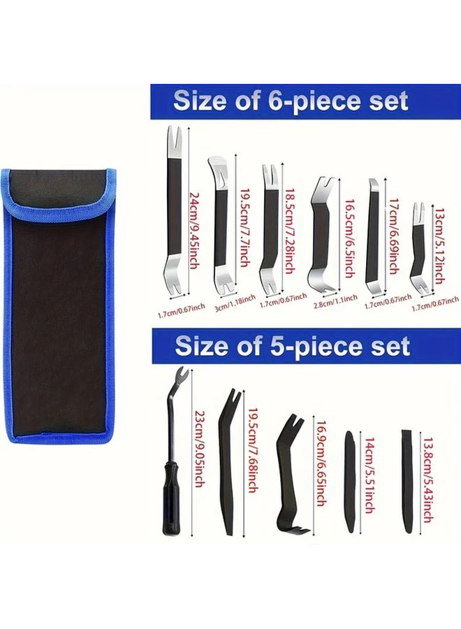 Red 11 Pcs Auto Trim Removal Tool Kit Pry Bar Set for Vehicle Door Dashboard Radio Panel Repair - Image 2
