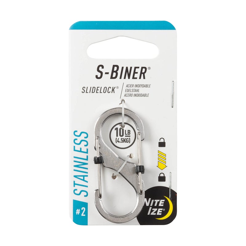Nite Ize LSB2-11-R3 S-Biner SlideLock Dual Locking Carabiner, Size #2, Stainless - Image 1