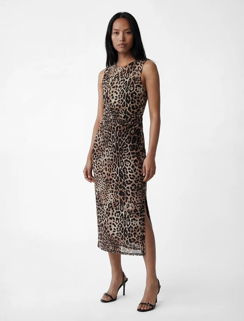 كوتون Leopard Printed Midi Dress