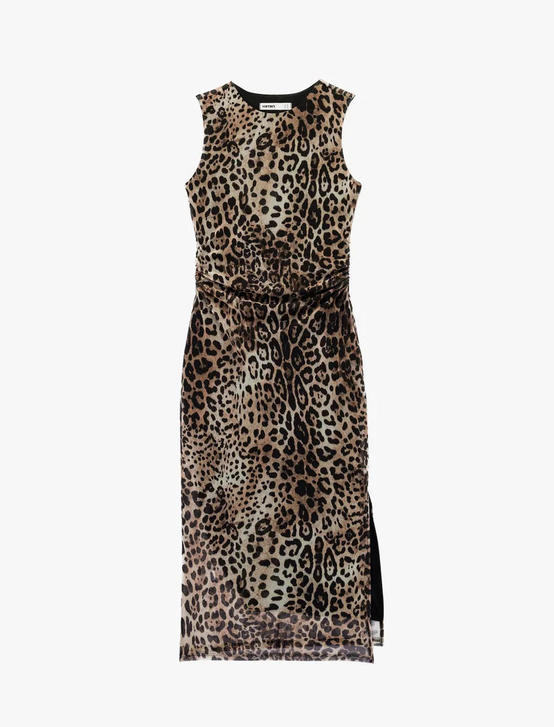 كوتون Leopard Printed Midi Dress