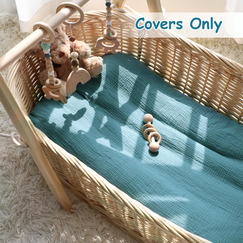Hooyax Baby Lounger Cover 2 Pack - 100% Muslin Cotton Newborn Lounger Pillow Covers Only, Soft Breathable Infant Lounger Cover with Reinforced Stitching, Fits Most Standard Baby Loungers (Blue Grey) - Image 4