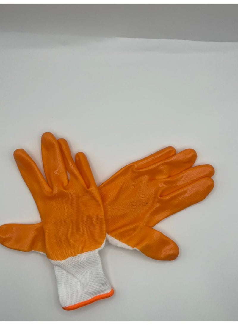 TEAKWOOD Nitrile Coated Industrial Safety Gloves – 1 Pair (Orange & White) - Image 2