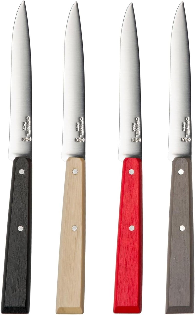 Opinel No. 125 Table Knives, 4 Piece Set, High Carbon Steel Dinner Knives for Parties, Entertaining, or Everyday Use, Painted Hornbeam Handles, Made in France (Loft) - Image 1