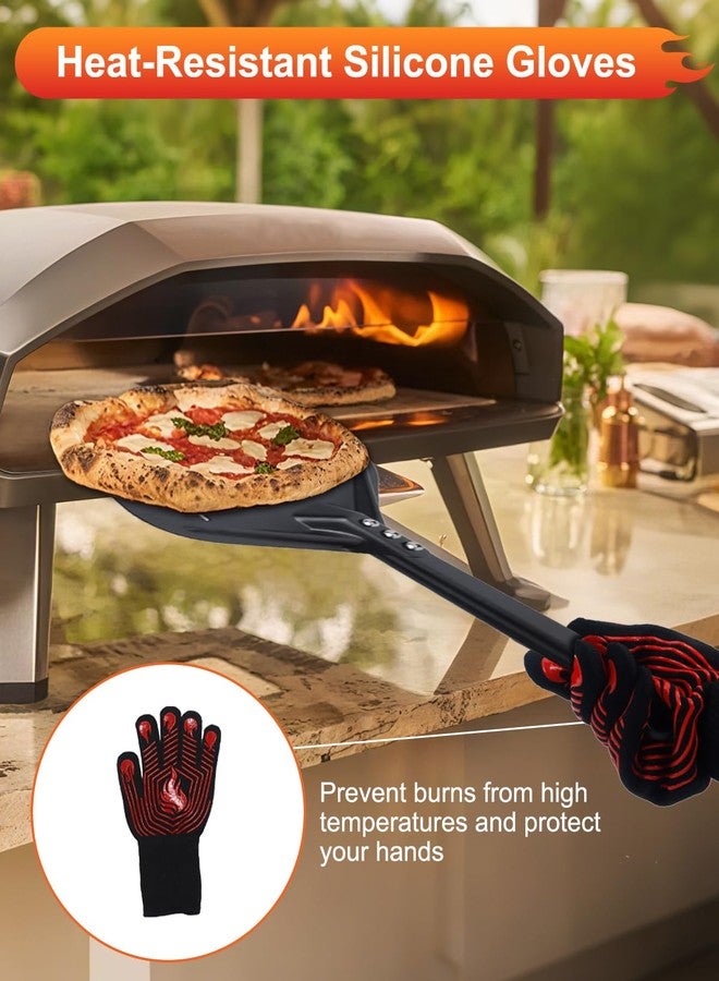 PROKITCHEN 6PCS Pizza Turning Peel, 9 &12 Inch Perforated Pizza Peel, Pizza Brush, Ash Rake, Bubble Spinner Turning Fork, Heat-Resistant Oven Mitts, Pizza Oven Utensil Kit with 40 Inch Aluminum Handle - Image 5