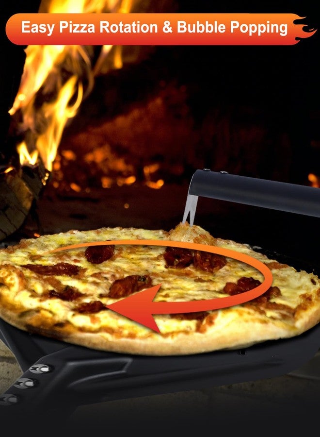 PROKITCHEN 6PCS Pizza Turning Peel, 9 &12 Inch Perforated Pizza Peel, Pizza Brush, Ash Rake, Bubble Spinner Turning Fork, Heat-Resistant Oven Mitts, Pizza Oven Utensil Kit with 40 Inch Aluminum Handle - Image 4