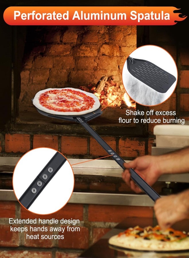 PROKITCHEN 6PCS Pizza Turning Peel, 9 &12 Inch Perforated Pizza Peel, Pizza Brush, Ash Rake, Bubble Spinner Turning Fork, Heat-Resistant Oven Mitts, Pizza Oven Utensil Kit with 40 Inch Aluminum Handle - Image 3