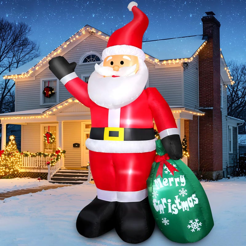 FunFanso 7 FT Christmas Inflatable Santa Claus with Gift Bag Blow up Giant Santa Claus Indoor Decoration Builtin LED Lights for Lawn Patio Garden Home Display Hall Xmas Holiday Vacation Party Outdoor Decor - Image 2