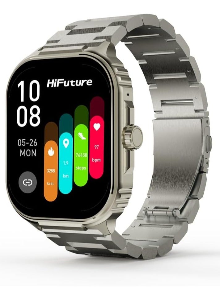 HiFuture Ultra3 PRO Premium Stainless Steel Smart Calling Watch, 2.04 Inch AMOLED Display, Silver - Image 1