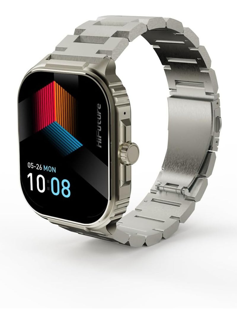 HiFuture Ultra3 PRO Premium Stainless Steel Smart Calling Watch, 2.04 Inch AMOLED Display, Silver - Image 2