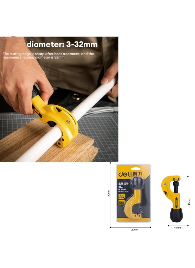 Malfah Enterprises Malfah Pipe Cutter 32mm Metal Cutting Capacity 5262hrc Ratchet Tube Cutters Pvc Aluminum Iron Stainless Steel Shear Cutter With Hobbing Circular Blades Copper Aluminum Cutting Hand Tools DL2504MFN  - Image 5