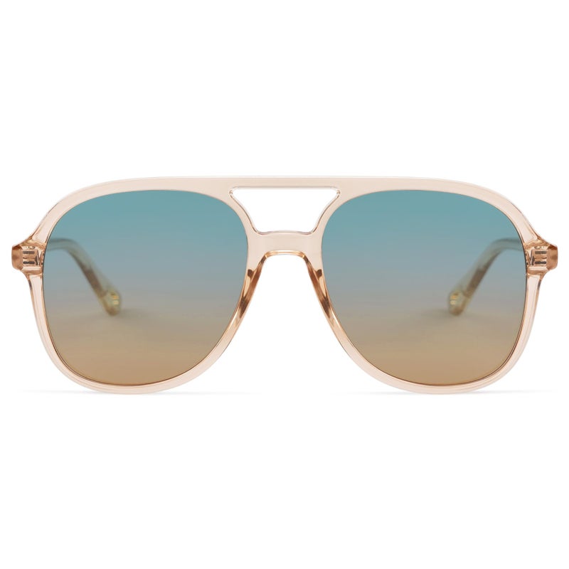 SOJOS Retro Polarized Aviator Sunglasses for Women Men Classic 70s Vintage Trendy Square Aviators SJ2174, Clear Brown/Green Gradient Brown - Image 1