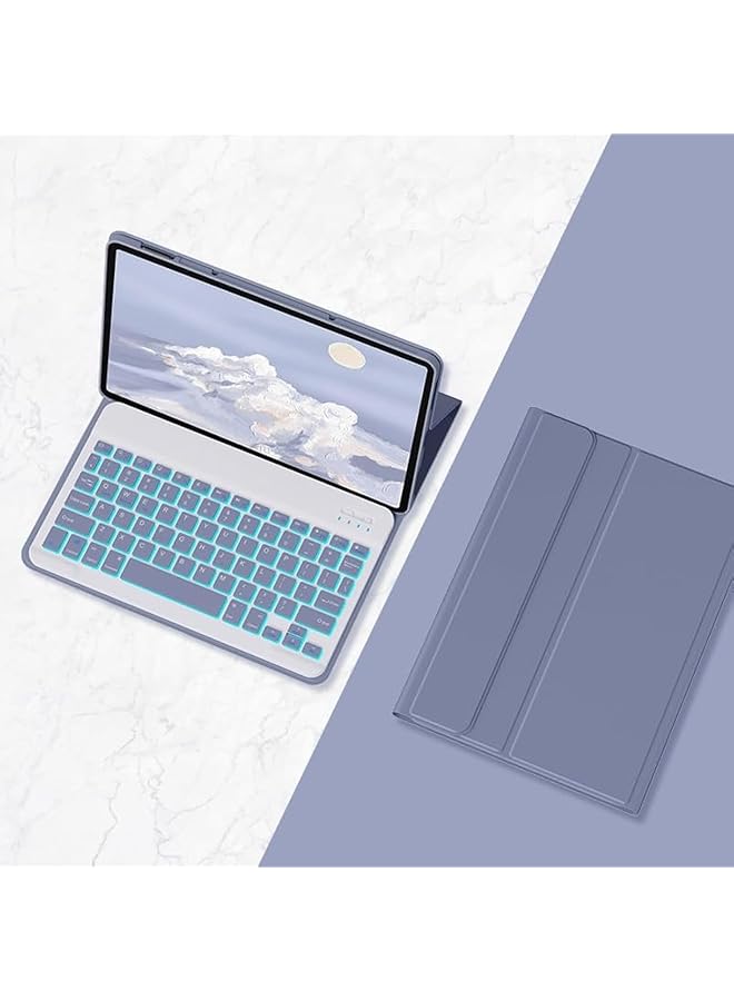 erorex Backlit Keyboard Case Compatible With Lenovo Tab P12 12.7 Smart Soft Case With Detachable Backlit Wireless Bluetooth Keyboard Cover For Lenovo Tab P12 Purple - Image 1