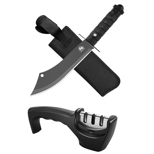 BISONBERG Kitchen Utility Knife Curved with Knife Sharpener, Black - Image 1