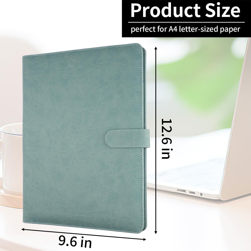 MOWPOG Professional Padfolio with Clipboard, Faux Leather Portfolio Folder Binder, Legal Pad Holder for A4 Letter Size Notepad, Resume, Writing, Ideal Organizer for Business Office Conference (Gray Green) - Image 4