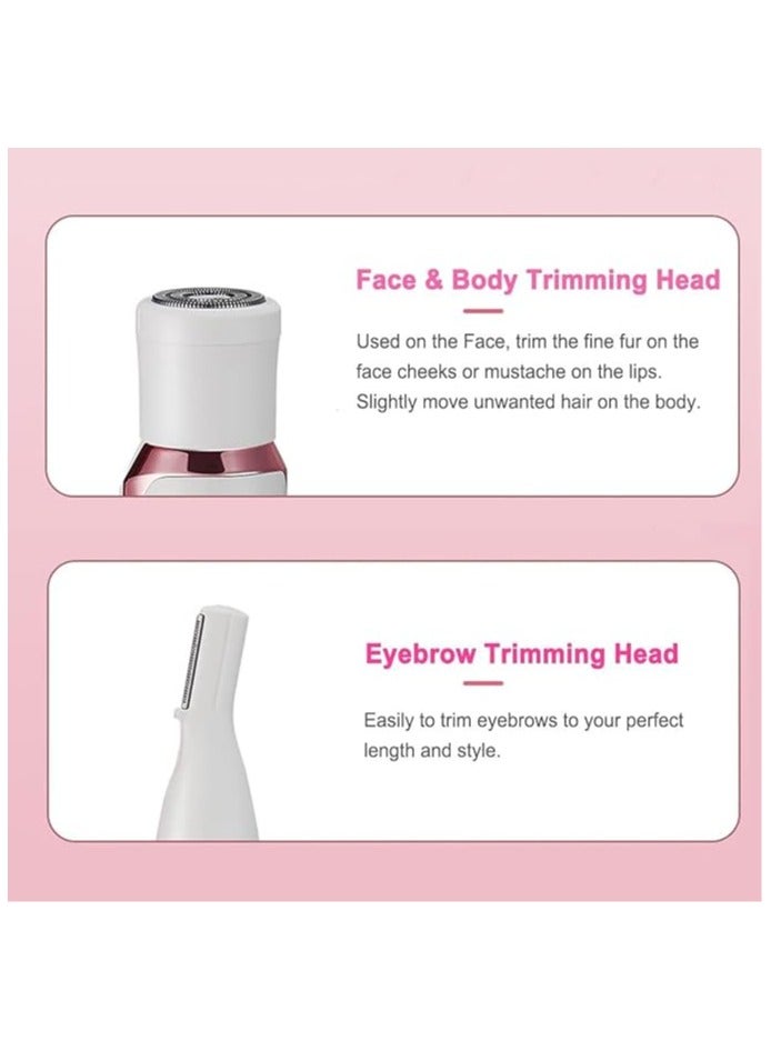 Loquat Multi Eyebrow Trimmer, 4 in 1 Hair Trimmer Epilator for Women, USB Rechargeable ABS+UV Electric Shaver for Women, Painless Shaver Hair Clipper for Bikini, Nose Hair, Eyebrow, Body, Sideburn - Image 3