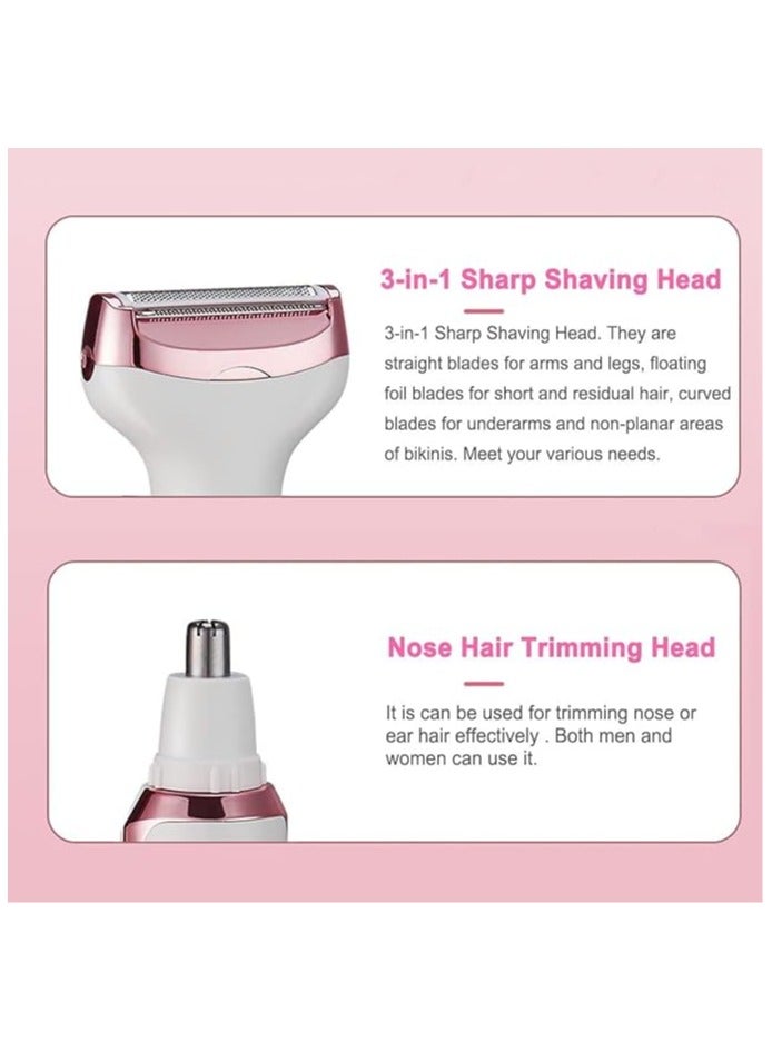 Loquat Multi Eyebrow Trimmer, 4 in 1 Hair Trimmer Epilator for Women, USB Rechargeable ABS+UV Electric Shaver for Women, Painless Shaver Hair Clipper for Bikini, Nose Hair, Eyebrow, Body, Sideburn - Image 4