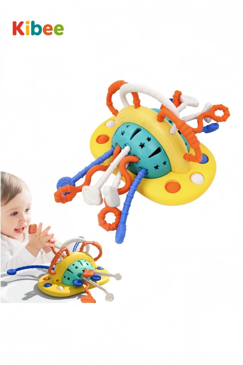 Kibee High Chair Toys with Suction Cup, Montessori Sensory Toys for 1 Year Old Fine Motor Skills,Food Grade Silicone Pull String Activity Gift for Baby Infant Toddlers - Image 1